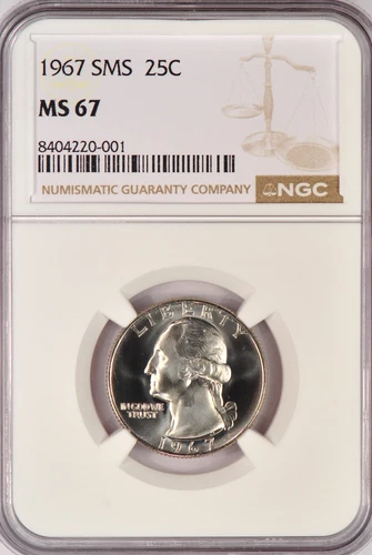 1967 SMS Washington Quarter NGC MS 67 SP67 Gem Coin 25C