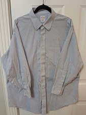 Brooks Brothers 346 Blue Check Oxford Non Iron Shirt All Cotton Men's 17.5-2/3