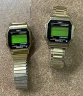 2 Vintage 34MM Water Resistant Timex Digital Indiglo Watches 555 P2 & 739 K7.