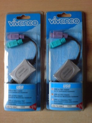 2 Stück VIVANCO USB auf 2 x PS/2 Adapter Aktiv-Adapter OVP Maus/Tastatur