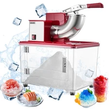 VEVOR Commercial Ice Crusher 661LBS/H Electric Snow Cone Maker Shaved Ice Red