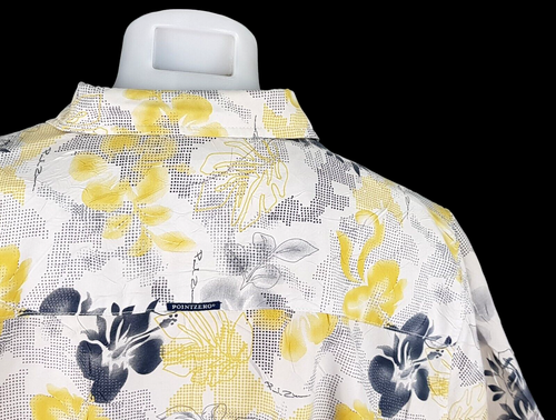 POINT ZERO Mens Grey & Yellow S/S HAWAIIAN SHIRT Ultrasoft - XL (2XL) - 54" -£79 - Picture 11 of 13