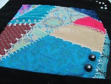 Wall Hanging Made by Gerry Bertelsen Crazy Design Patchwork Embroidery 36”x14”