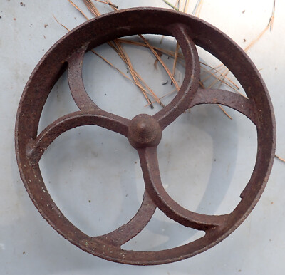 Early Vintage Cast Iron Wheel Industrial Hit or Miss? Coffee Grider? Very Unique