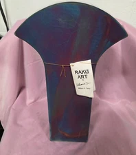 William K Turner Studio Art Pottery 16” Raku Flower Vase