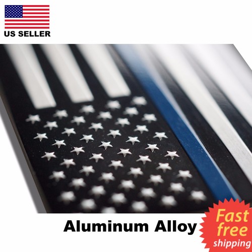 ALUMINUM Police Officer Emblem Thin Blue Line American Flag Decal Sticker USA - Picture 5 of 7