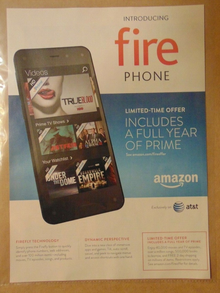 Rare HTF Amazon INTRODUCING FIRE PHONE Technology FIREFLY Print