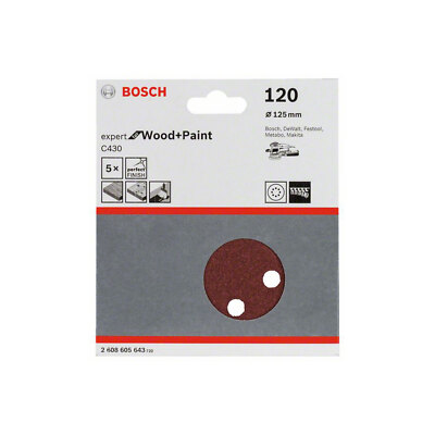 Bosch Professional Schleifblatt C430 Ø 125 mm | K120 | 8 Löcher 5er-Pack Klett