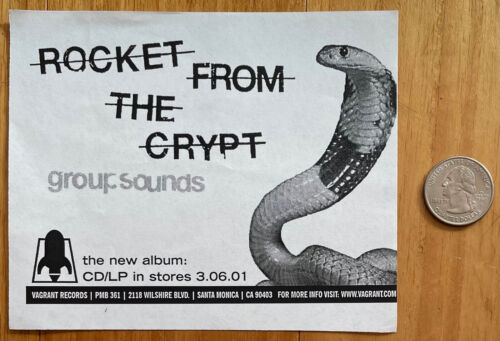 Folleto promocional ROCKET FROM THE CRYPT 'Group Sounds' (2001) 5,25"x4,5" enanos bronx