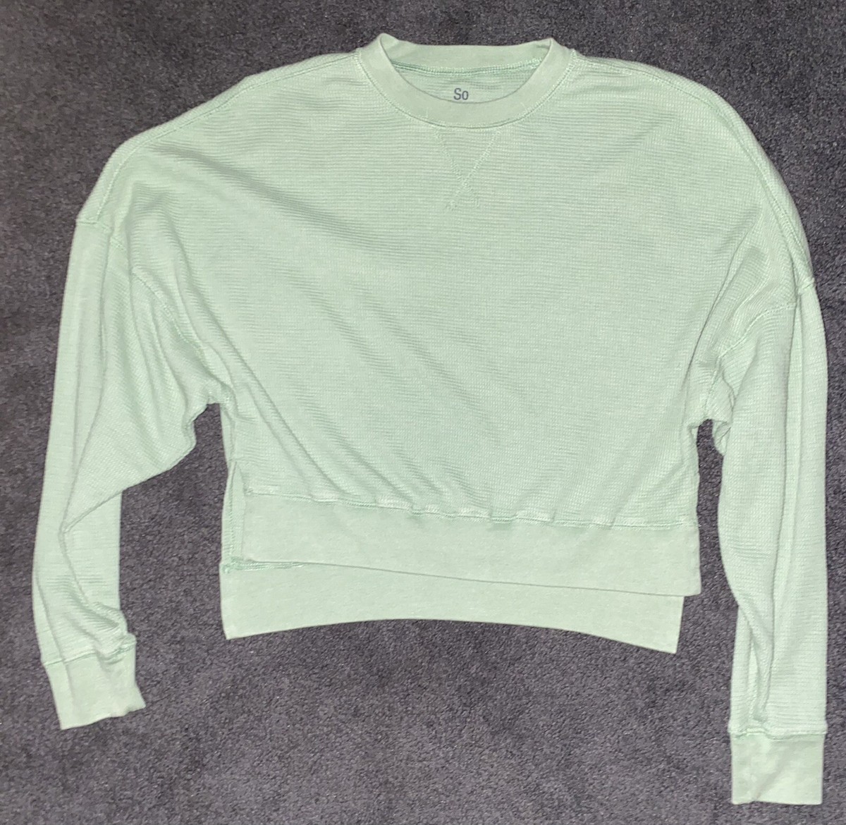 SO Cropped Long Sleeve Green Waffle XS | eBay