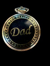 The GREATEST DAD Quartz Goldtone Pocket Watch, Japan Movmt. AS IS NOT TESTED 