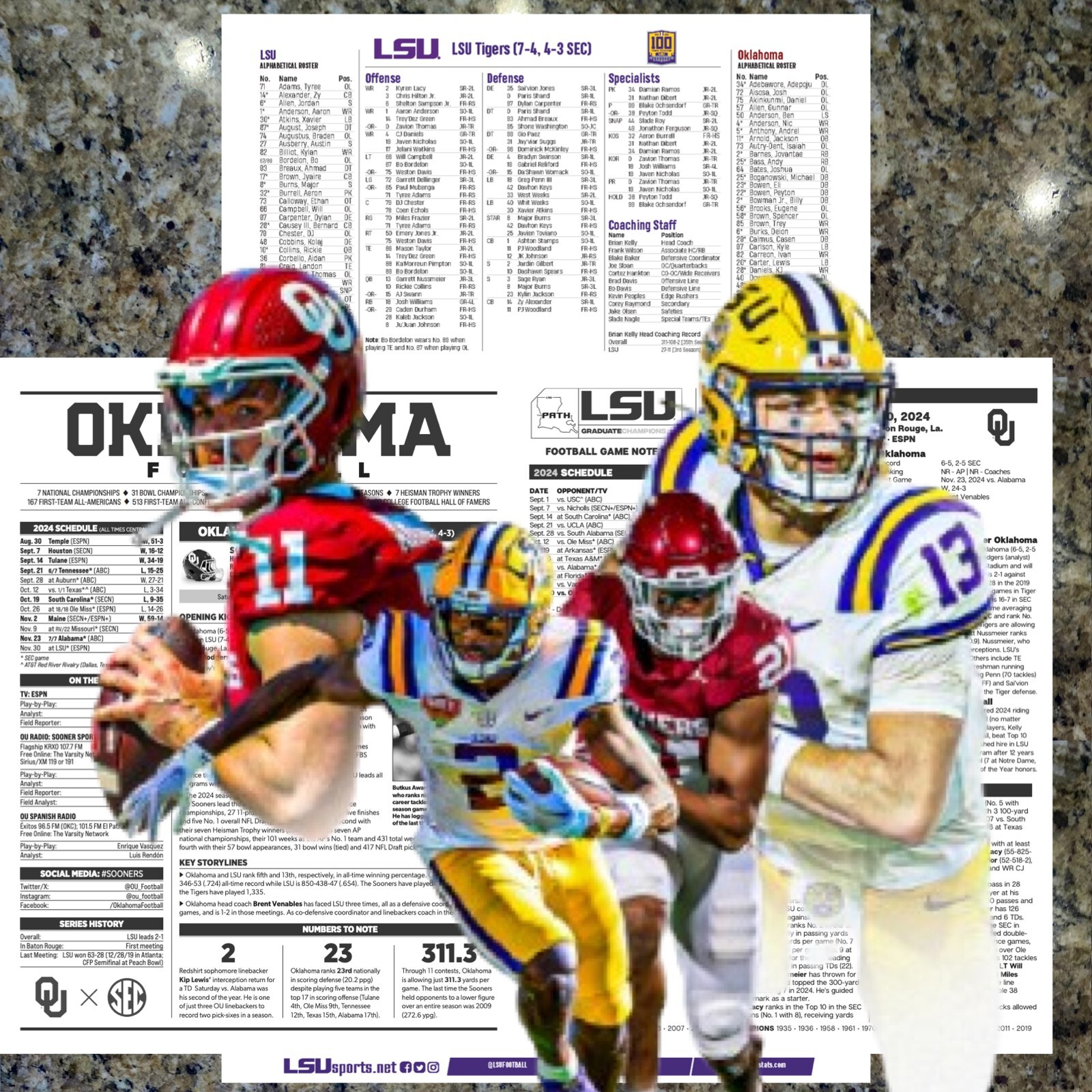 2024 LSU vs Oklahoma - Game Flipcard & Program Notes Football NCAA Nov 30