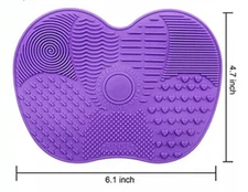 Silicone Makeup Brush Cleaning Mat, with 7 Suction Cups, in Purple.  NEW