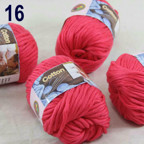 Sale New 4Skeinsx50gr Soft 100% Cotton Chunky Super Bulky Hand Knitting Yarn 16 - Imagen 1 de 10