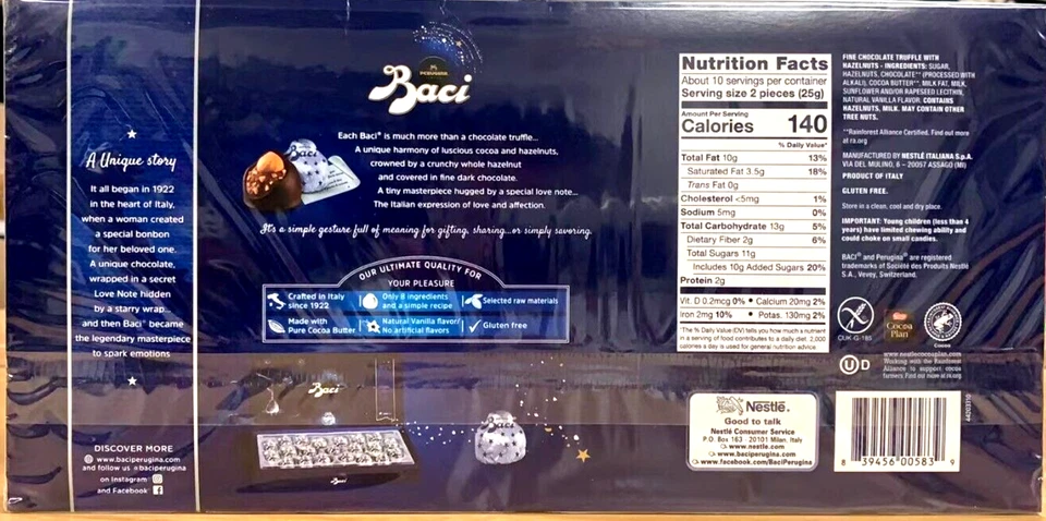 Perugina Baci Original Dark Chocolate Pralines with Hazelnuts 21 ct 9.25 oz - Image 2 of 2