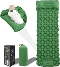 Camping Sleeping Pad, Ultralight Camping Mat with Pillow Built-in Foot Pump