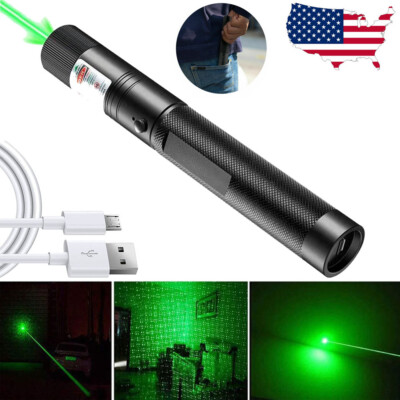 5000Miles 532nm Green Laser Pointer Zoom Visible Beam Light Lazer USB Charger