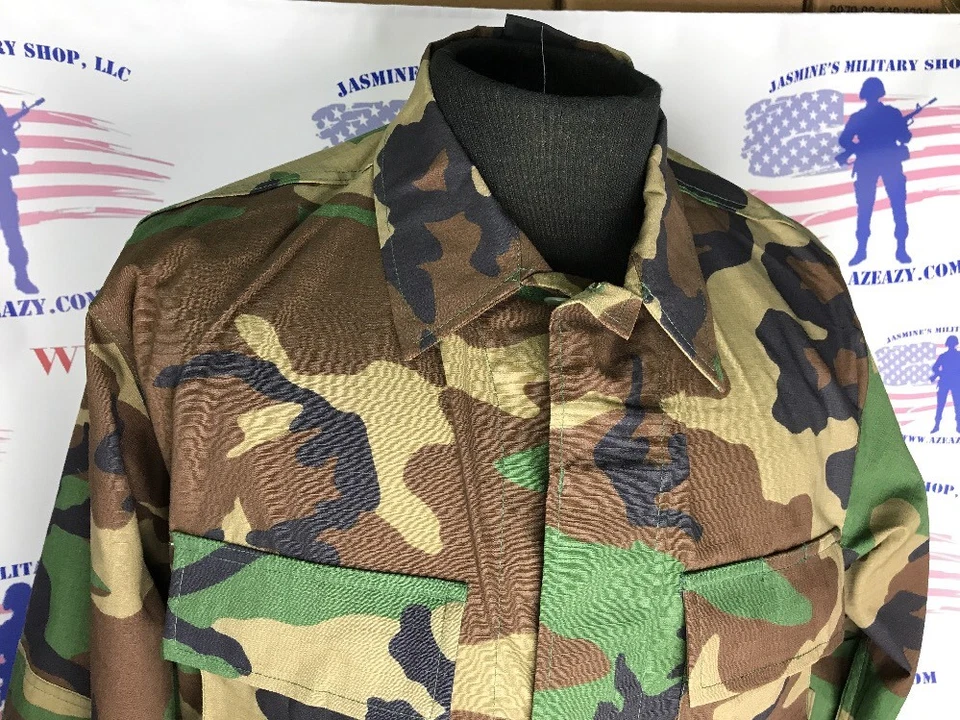 Woodland Camouflage BDU Tactical Military Uniform 4-Pocket Coat Shirt Jacket - Image 4 of 4