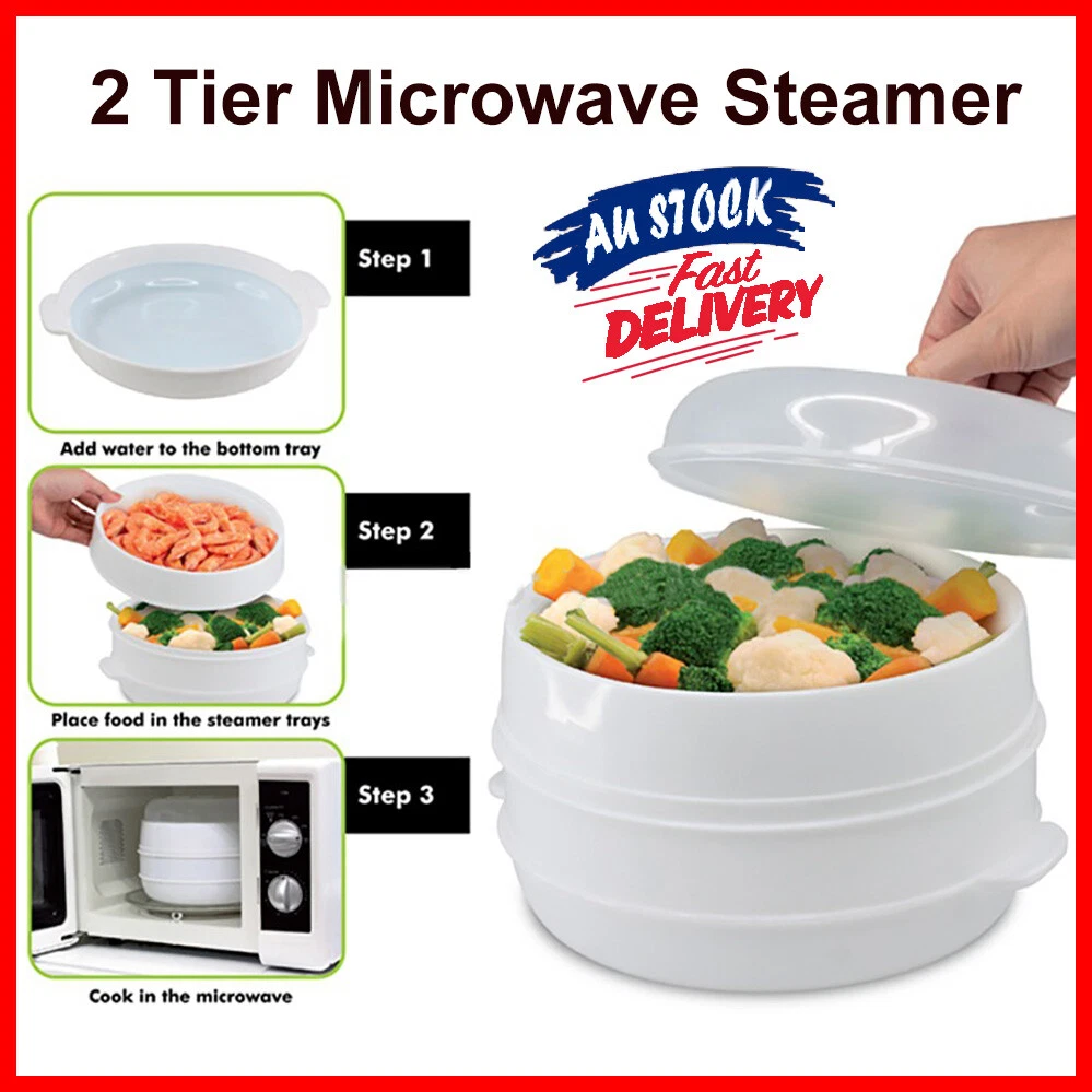 Microwave Steamer, 1 / 2 Tiers Microwave Cooker With Lid, Kitchen