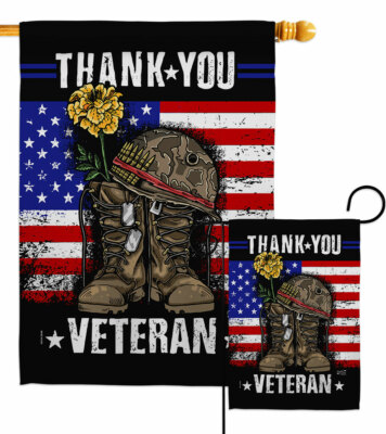 Thank you Veteran Garden Flag Armed Forces Decorative Gift Yard House Banner