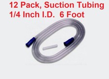 Replacement Multi-use Hose Suction Tubing PVC Hose 1/4 Inch I.D 6 Foot, 12 Pack
