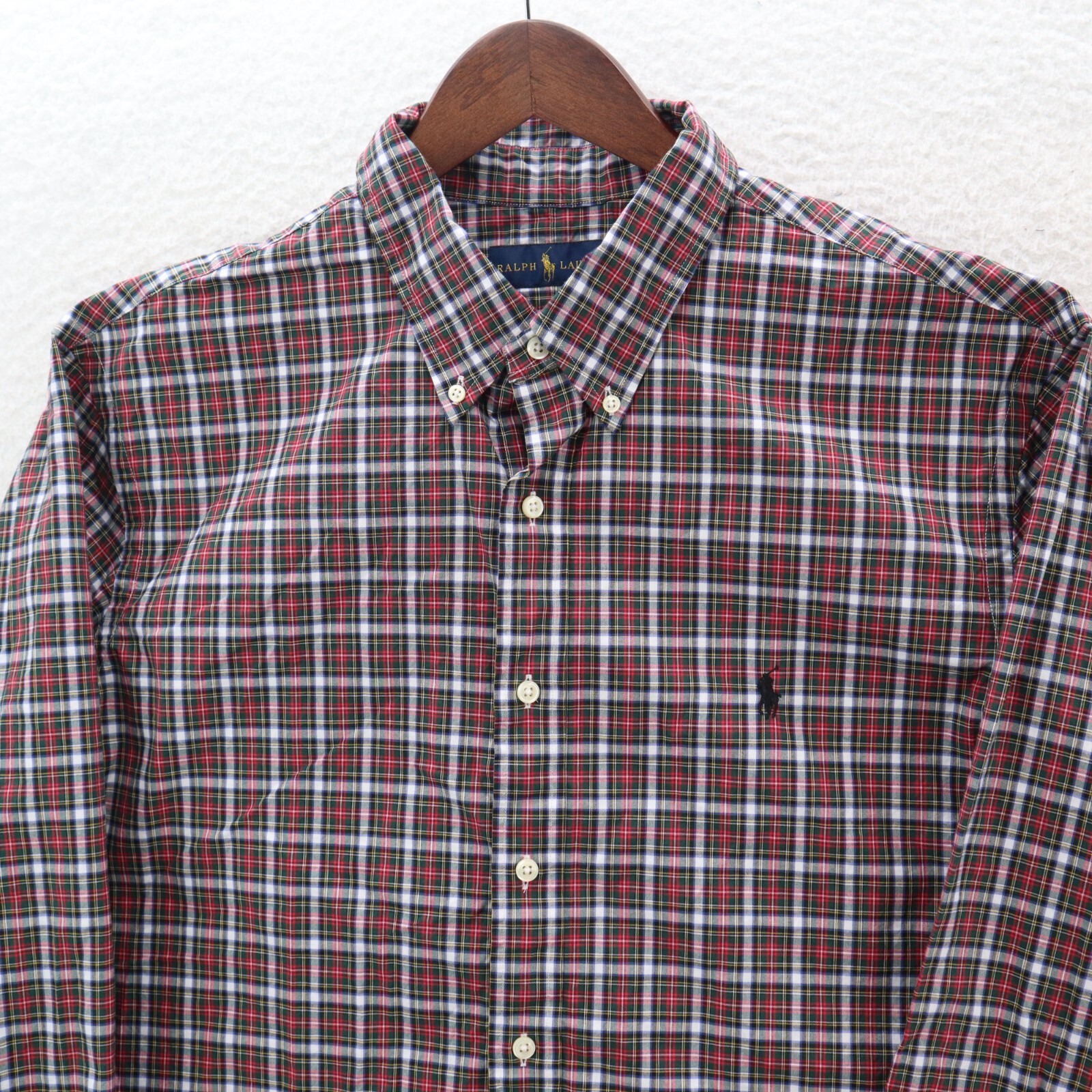 Polo Ralph Lauren Camicia Uomo 18 46 Rosso e Verde Plaid Preppy Pony Ufficio Classico