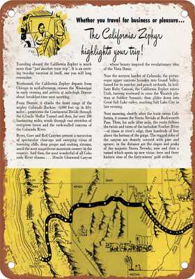 METAL SIGN - 1962 California Zephyrs Route Map - Vintage Rusty Look
