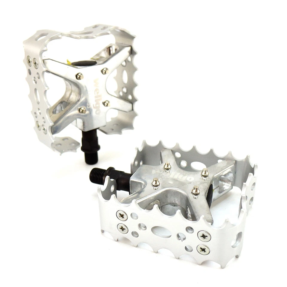 Pedal de bicicleta Wellgo BMX MTB Bear Trap III Old School 9/16", 1/2" azul dorado plateado Foto 2 de 4