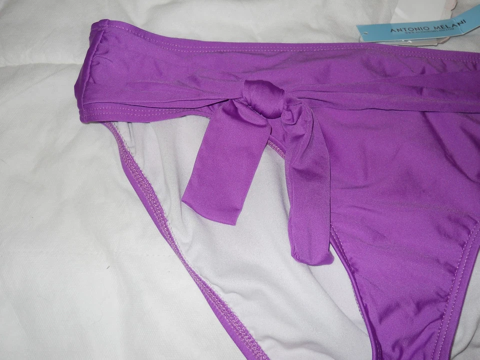 Antonio Melani new Womens Purple Tie Waist Large Bikini Bottoms Bathing Suit  - Image 3 of 4