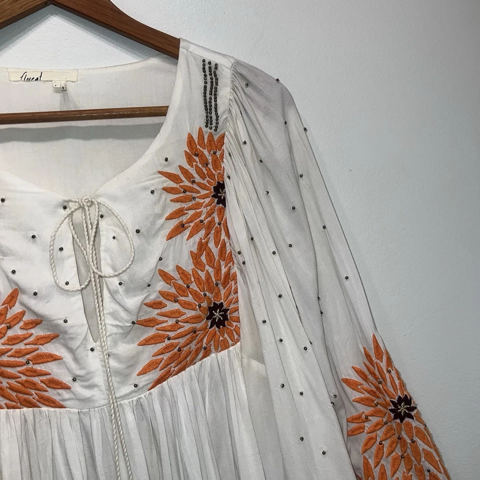 Blusa Anthropologie Floreat Austral Campesina Boho Top Para Mujer S Frontal Cuello Atado Foto 4 de 4