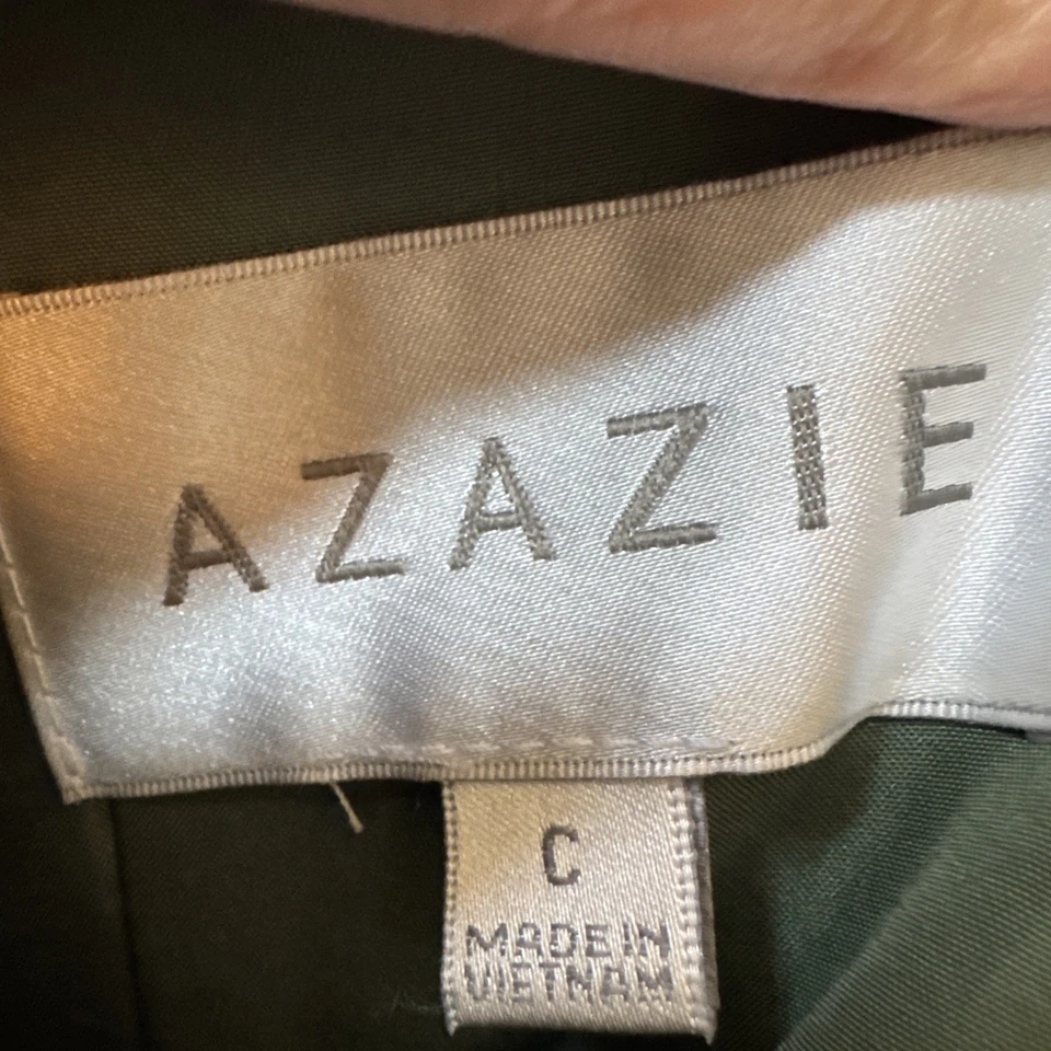 Vestido Azazie Agave Largo Cuello Redondo Elastizado Satén Talla C Dama de honor Baile Militar Foto 4 de 4