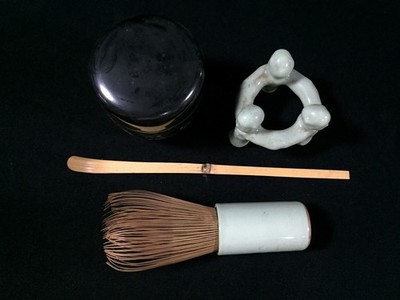 L0548 Vintage Japanese Matcha Tea Ceremony Set Chasen Whisk Chashaku Natsume
