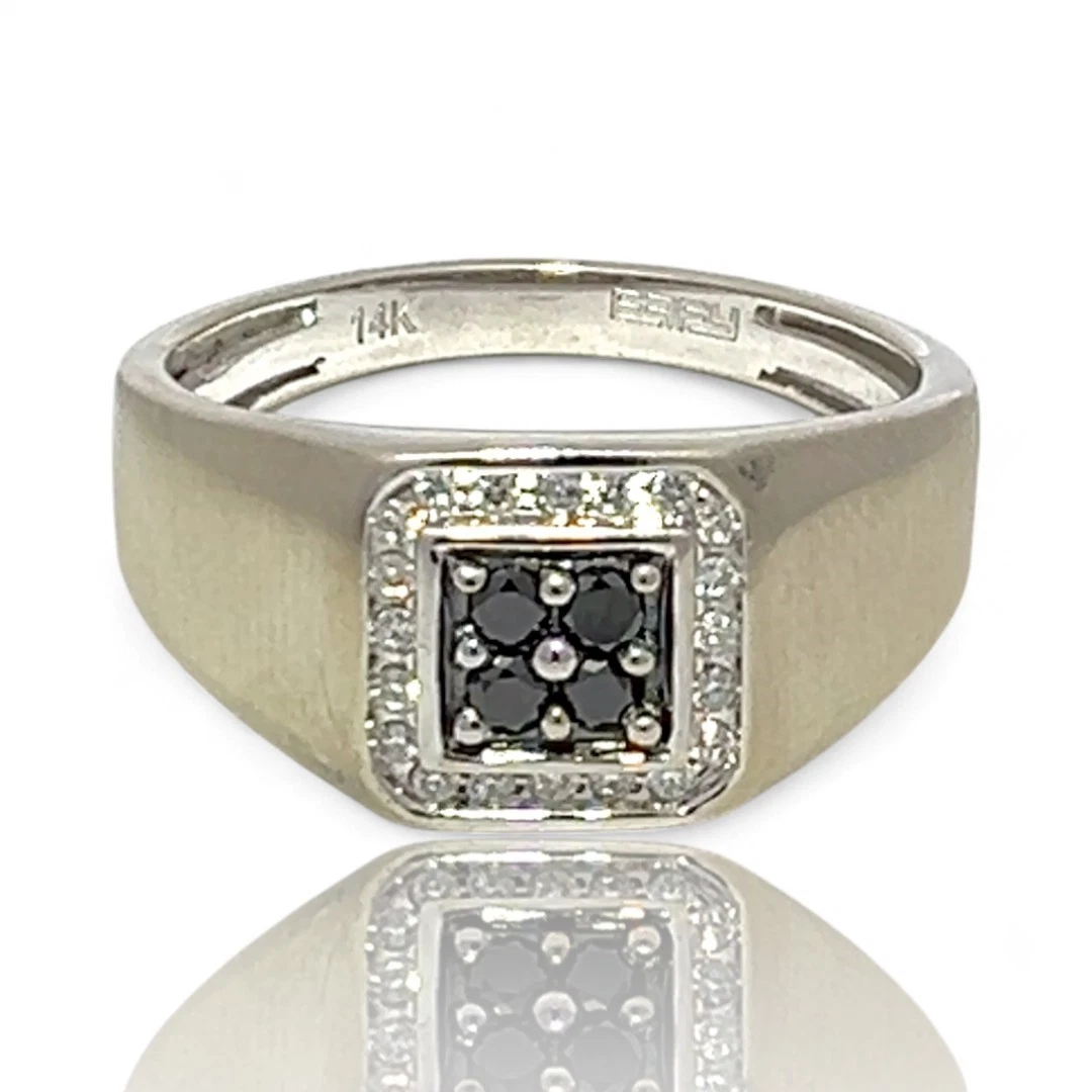 0.25 Quilates (de Quilate) 10 K Oro Redondo Blanco Y Negro Diamantes