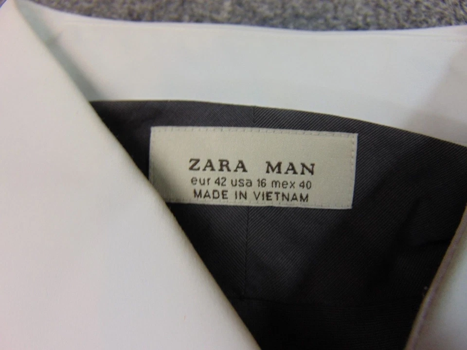 Camisa masculina Zara 16x38 cinza punho cano sólido manga longa - Imagem 4 de 4
