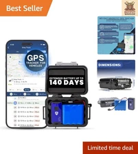 140-Day Battery GPS Car Tracker with Hidden Magnetic Case - Real-Time 4G LTE ...