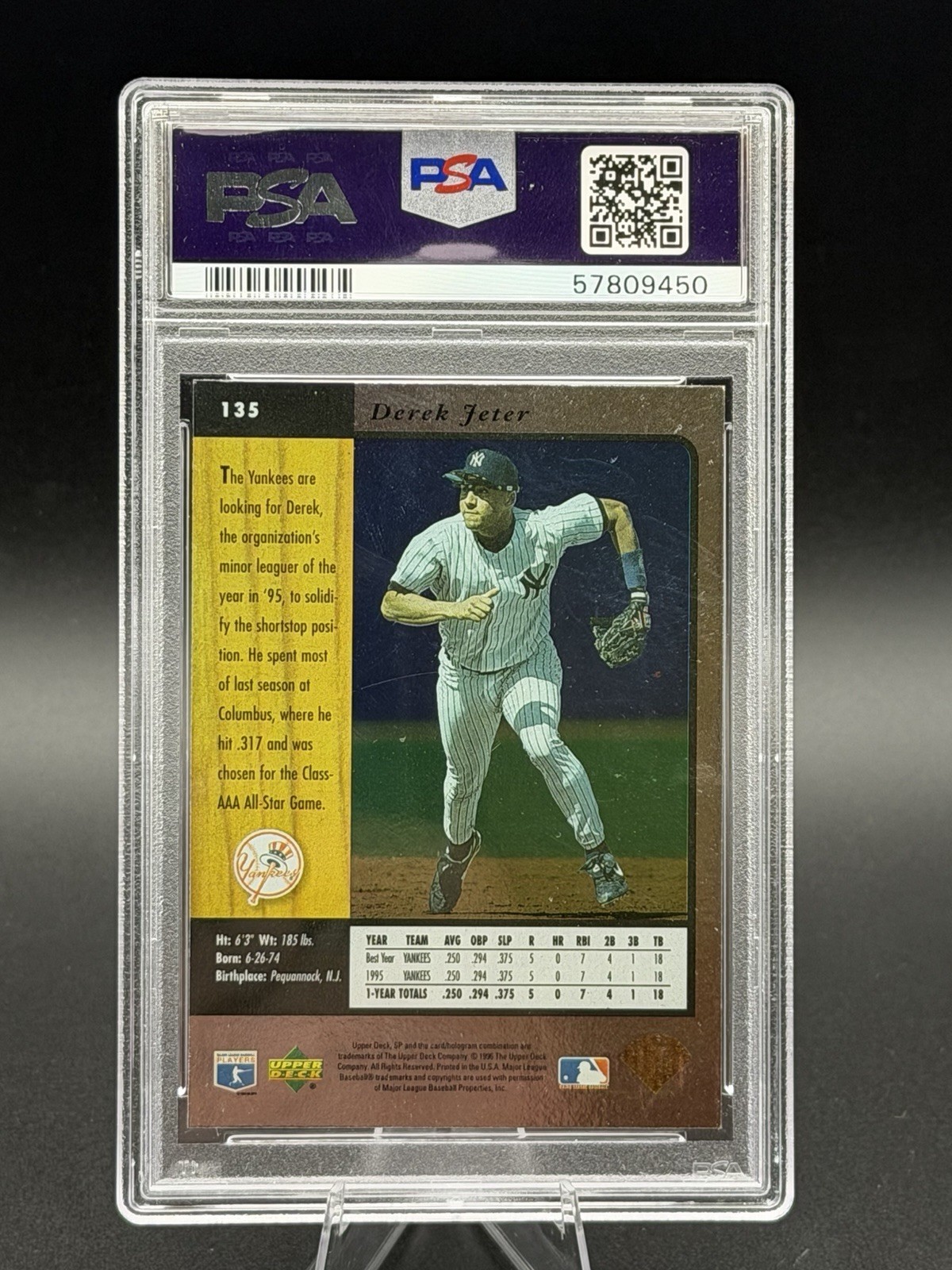 1996 SP - Derek Jeter #135 PSA 9 view 2