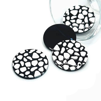 Black and White Leopard Print Circle Disk, 27x2mm - US Seller