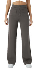 Halara High-Waisted Pants Button Pocket Straight Leg Casual Womens Sz SM Petite