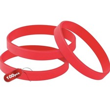 100 Stück Kinder Blanko Rot Silikon Armbänder Elastisch Universal Armbänder Gummi
