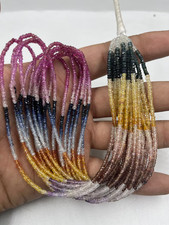 AAA Natural Multi Sapphire Beads 3mm Faceted Rondelle 16" Rainbow Strand Gift