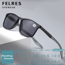 Anti Blue Light Square Reading Glasses Men Outdoor Shade Presbyopic Sunglasses