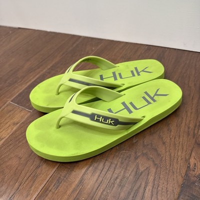 Huk Flip Flops Flipster Mens 9 Green Sandal Beach Summer Vacation Resort Cruise