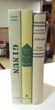 DECOR Book lot 3 Library Shelf Display Vintage Classics Beige Green Text VG COND