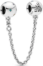 Authentic PANDORA Disney Castle Fantasyland Safety Chain Charm NEW w/ Pouch