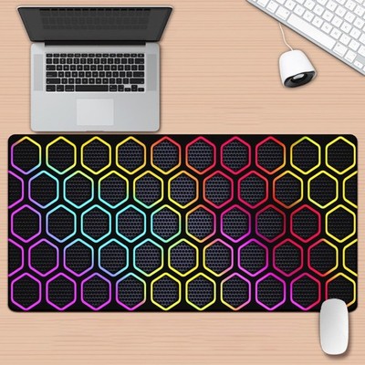 1pc a Hexagonal Rainbow Design High-Definition Printed Pad for Your Desk, a Ver