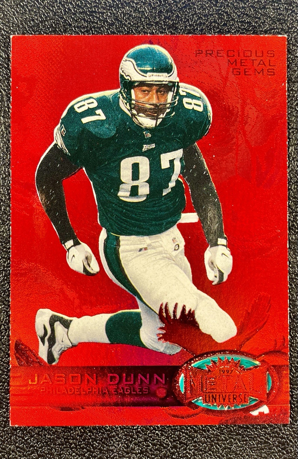 1997 SkyBox Metal Universe Precious Metal Gems Red /150 JASON DUNN #106 NFL