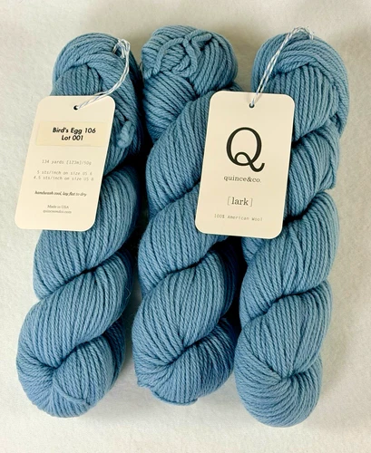 Quince & Co. Lark 100% Wool Worsted Yarn Bird's Egg 106 Blue Lot - 3 Skeins - product listing photo