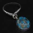VTG Sterling Silver NAVAJO Oval Turquoise Dangle Charm Band Ring Size 2 - 2.5g