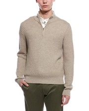 Bruno Magli Textured 1/4-Zip Merino Wool Mock Neck Sweater Men's