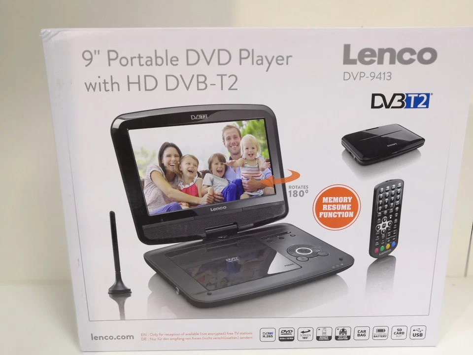 Lenco DVP-9413 , 9 `` Zoll Display Tragbar Akku DVD Player mit DVBT- 2 Fernbed. - Bild 4 von 4